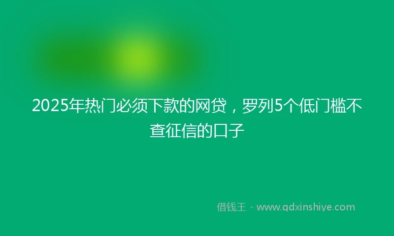 2025年热门必须下款的网贷，罗列5个低门槛不查征信的口子