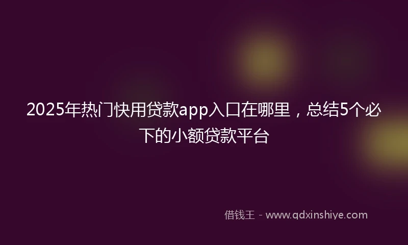 2025年热门快用贷款app入口在哪里，总结5个必下的小额贷款平台