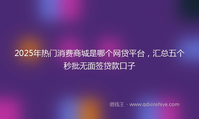 2025年热门消费商城是哪个网贷平台，汇总五个秒批无面签贷款口子