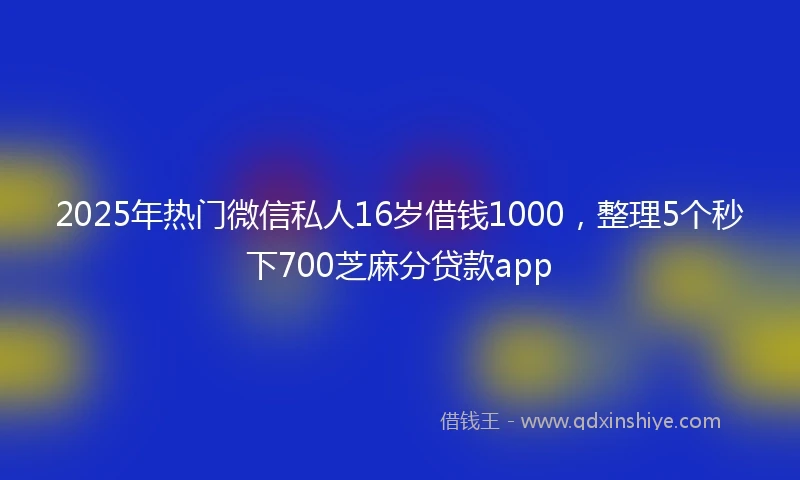 2025年热门微信私人16岁借钱1000，整理5个秒下700芝麻分贷款app