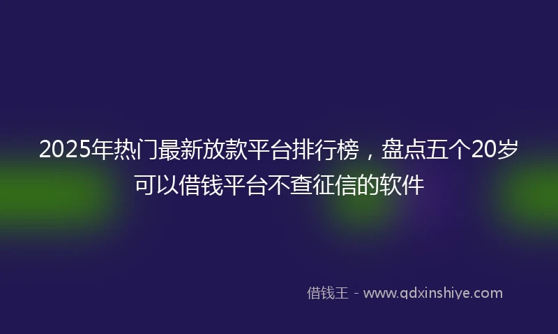 2025年热门最新放款平台排行榜，盘点五个20岁可以借钱平台不查征信的软件