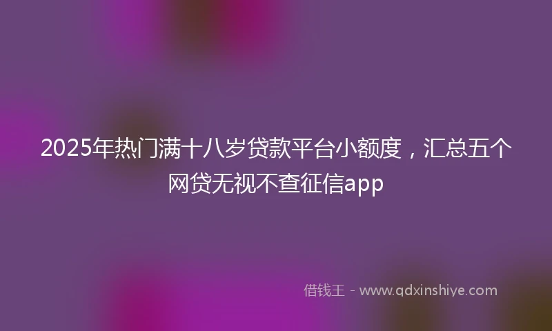 2025年热门满十八岁贷款平台小额度，汇总五个网贷无视不查征信app