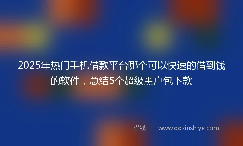 2025年热门手机借款平台哪个可以快速的借到钱的软件，总结5个超级黑户包下款
