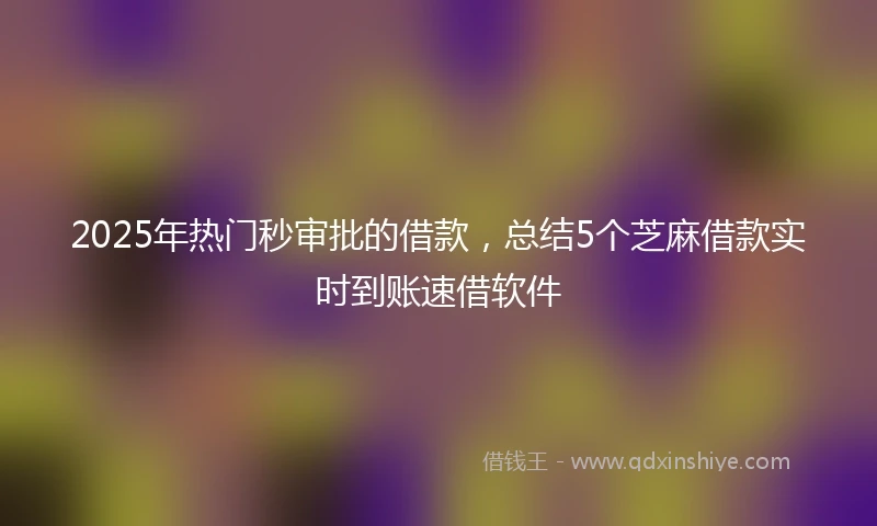 2025年热门秒审批的借款，总结5个芝麻借款实时到账速借软件