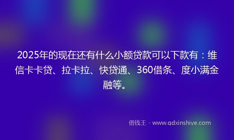 2025年的现在还有什么小额贷款可以下款有：维信卡卡贷、拉卡拉、快贷通、360借条、度小满金融等。