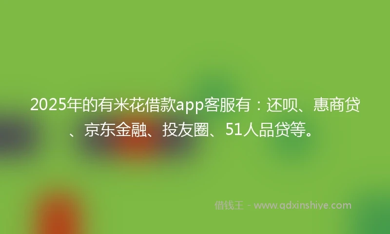 2025年的有米花借款app客服有：还呗、惠商贷、京东金融、投友圈、51人品贷等。