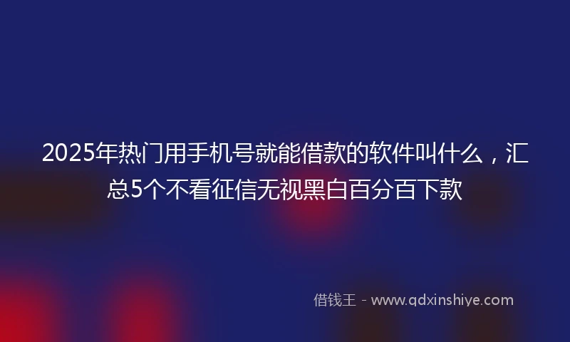 2025年热门用手机号就能借款的软件叫什么，汇总5个不看征信无视黑白百分百下款