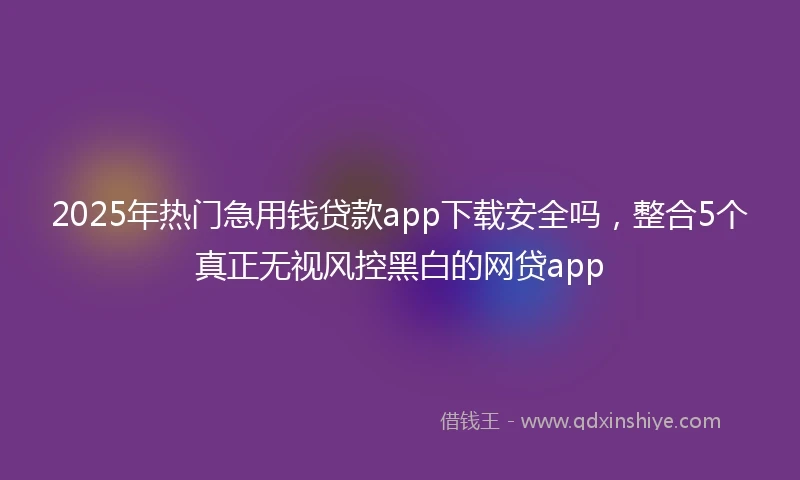2025年热门急用钱贷款app下载安全吗，整合5个真正无视风控黑白的网贷app