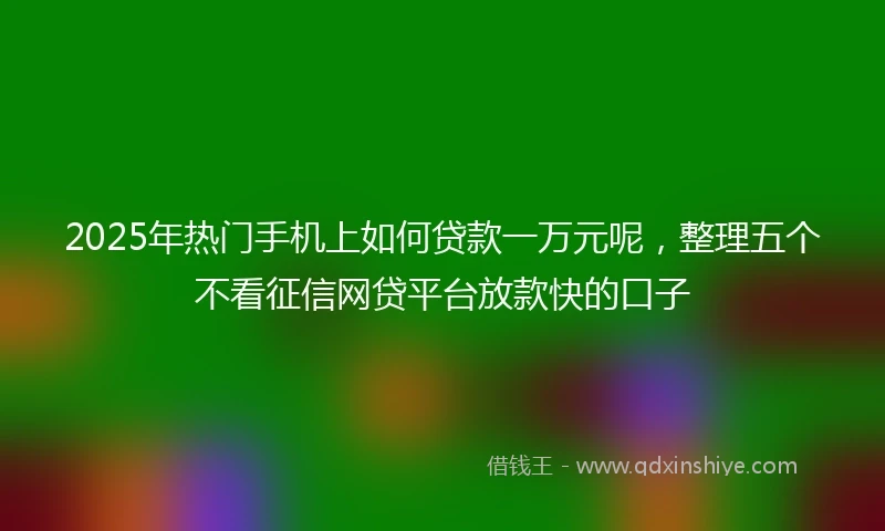 2025年热门手机上如何贷款一万元呢，整理五个不看征信网贷平台放款快的口子