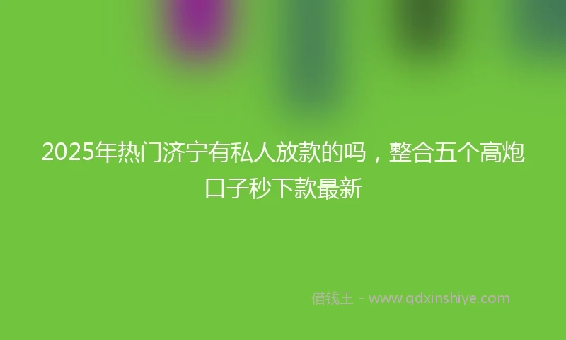 2025年热门济宁有私人放款的吗，整合五个高炮口子秒下款最新