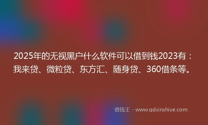 2025年的无视黑户什么软件可以借到钱2023有：我来贷、微粒贷、东方汇、随身贷、360借条等。