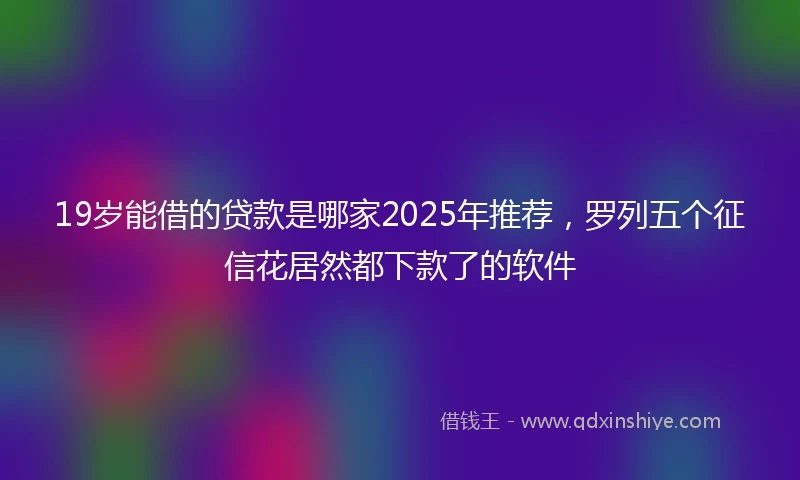 19岁能借的贷款是哪家2025年推荐，罗列五个征信花居然都下款了的软件