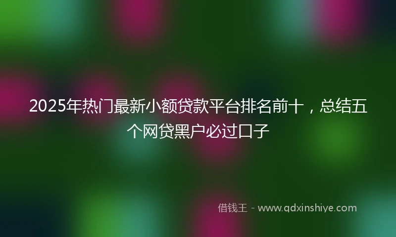2025年热门最新小额贷款平台排名前十，总结五个网贷黑户必过口子