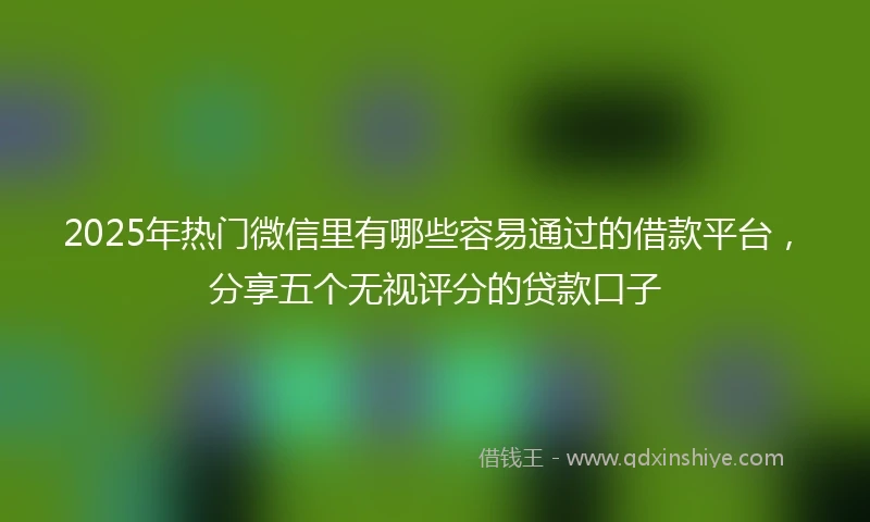 2025年热门微信里有哪些容易通过的借款平台，分享五个无视评分的贷款口子