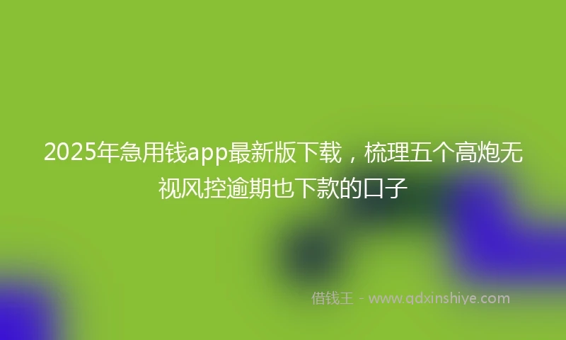 2025年急用钱app最新版下载，梳理五个高炮无视风控逾期也下款的口子