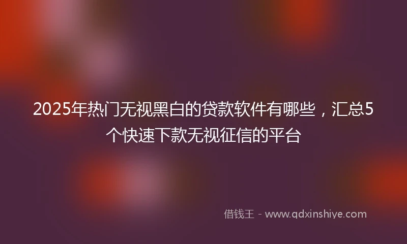 2025年热门无视黑白的贷款软件有哪些，汇总5个快速下款无视征信的平台