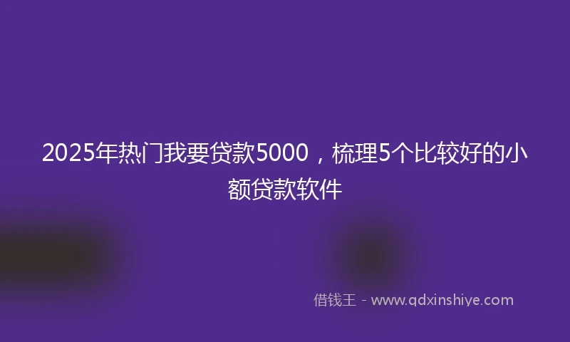 2025年热门我要贷款5000，梳理5个比较好的小额贷款软件