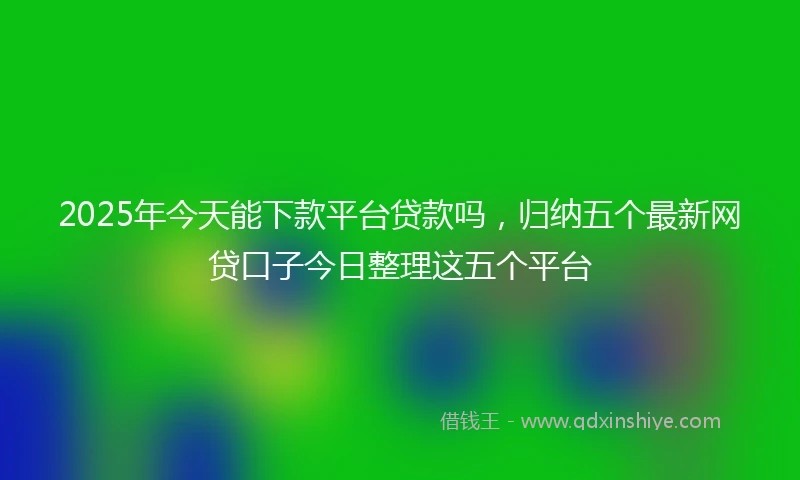 2025年今天能下款平台贷款吗，归纳五个最新网贷口子今日整理这五个平台