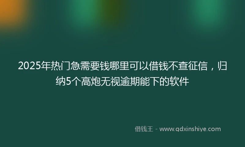 2025年热门急需要钱哪里可以借钱不查征信，归纳5个高炮无视逾期能下的软件