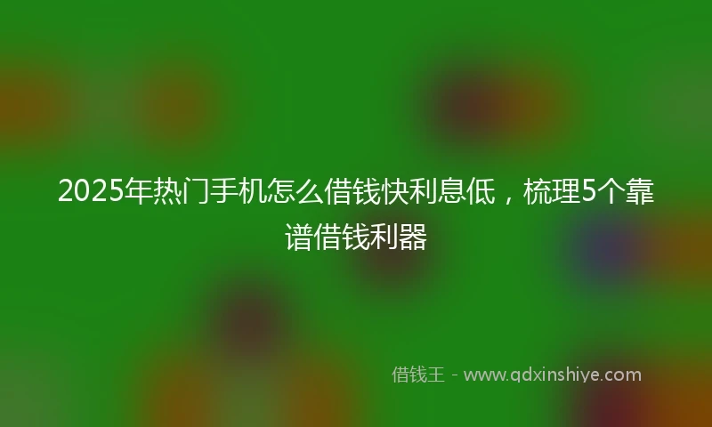 2025年热门手机怎么借钱快利息低，梳理5个靠谱借钱利器