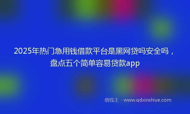 2025年热门急用钱借款平台是黑网贷吗安全吗，盘点五个简单容易贷款app