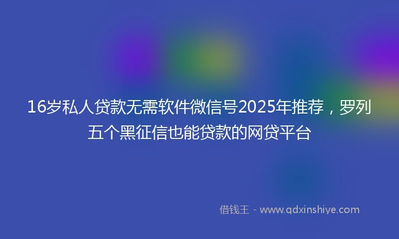 16岁私人贷款无需软件微信号2025年推荐，罗列五个黑征信也能贷款的网贷平台