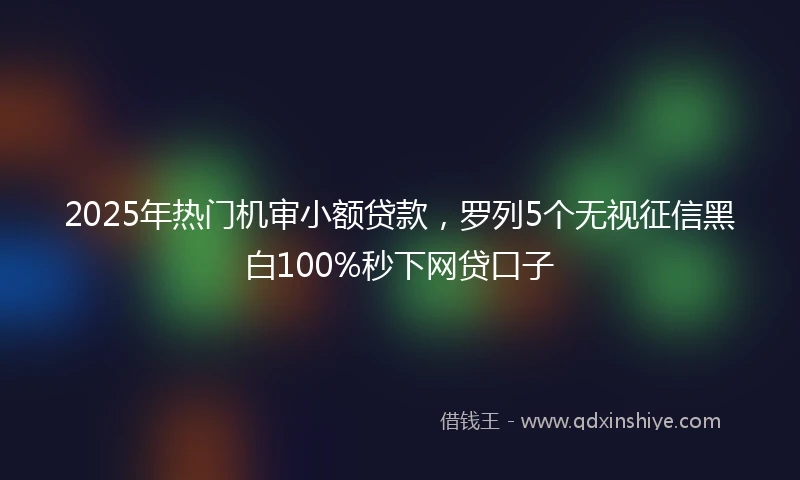 2025年热门机审小额贷款，罗列5个无视征信黑白100%秒下网贷口子