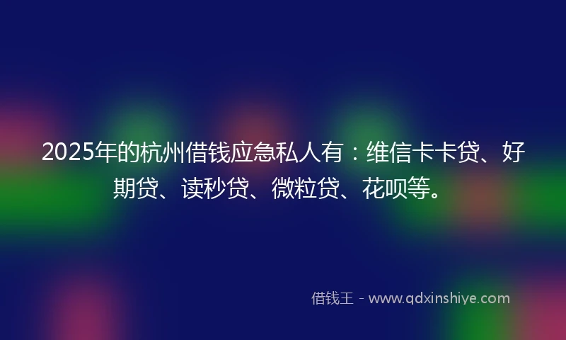 2025年的杭州借钱应急私人有：维信卡卡贷、好期贷、读秒贷、微粒贷、花呗等。