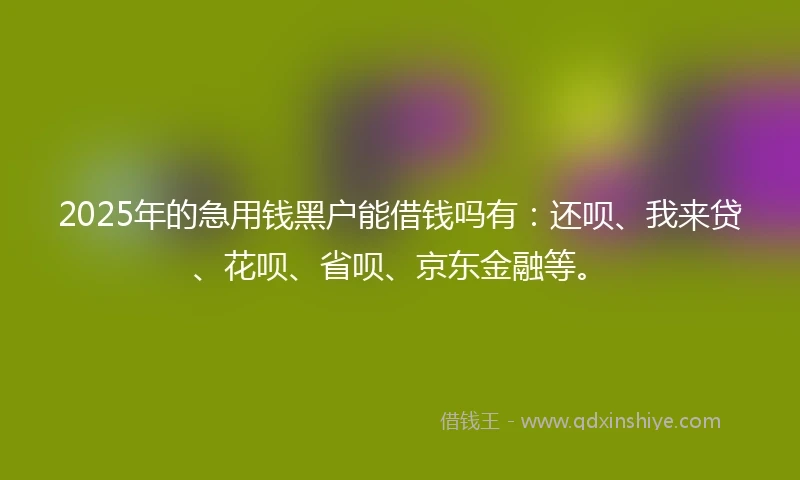 2025年的急用钱黑户能借钱吗有：还呗、我来贷、花呗、省呗、京东金融等。