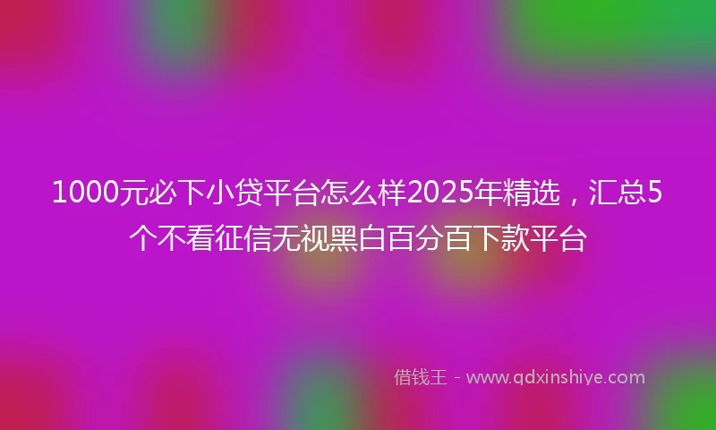 1000元必下小贷平台怎么样2025年精选，汇总5个不看征信无视黑白百分百下款平台