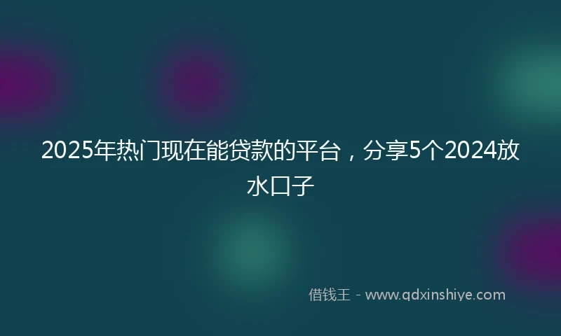 2025年热门现在能贷款的平台，分享5个2024放水口子