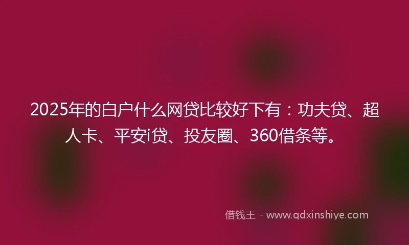 2025年的白户什么网贷比较好下有：功夫贷、超人卡、平安i贷、投友圈、360借条等。