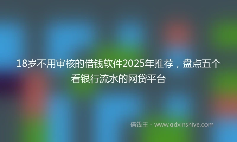 18岁不用审核的借钱软件2025年推荐，盘点五个看银行流水的网贷平台