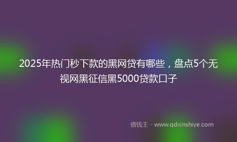 2025年热门秒下款的黑网贷有哪些，盘点5个无视网黑征信黑5000贷款口子