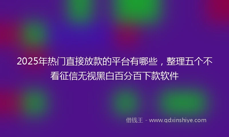 2025年热门直接放款的平台有哪些，整理五个不看征信无视黑白百分百下款软件