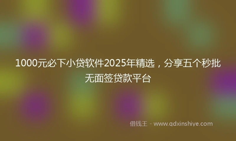1000元必下小贷软件2025年精选，分享五个秒批无面签贷款平台
