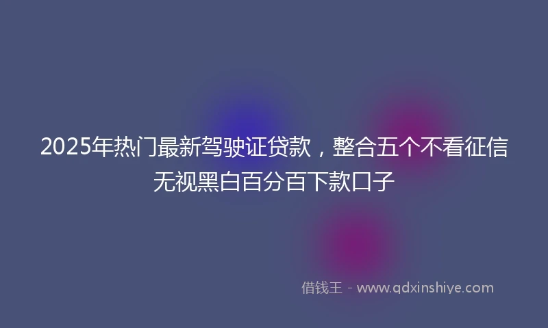 2025年热门最新驾驶证贷款，整合五个不看征信无视黑白百分百下款口子