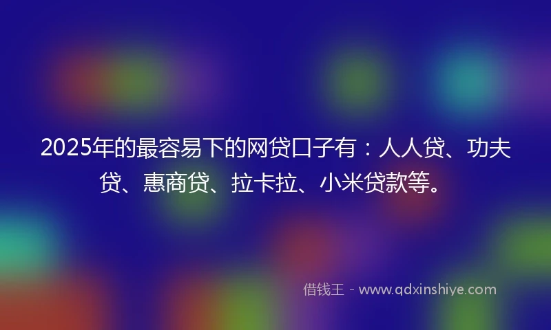 2025年的最容易下的网贷口子有：人人贷、功夫贷、惠商贷、拉卡拉、小米贷款等。