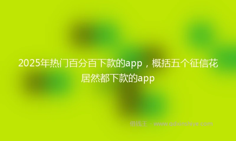 2025年热门百分百下款的app，概括五个征信花居然都下款的app