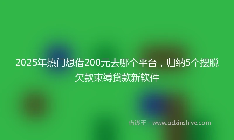2025年热门想借200元去哪个平台，归纳5个摆脱欠款束缚贷款新软件