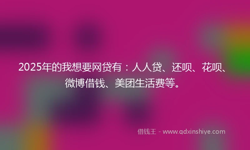 2025年的我想要网贷有：人人贷、还呗、花呗、微博借钱、美团生活费等。