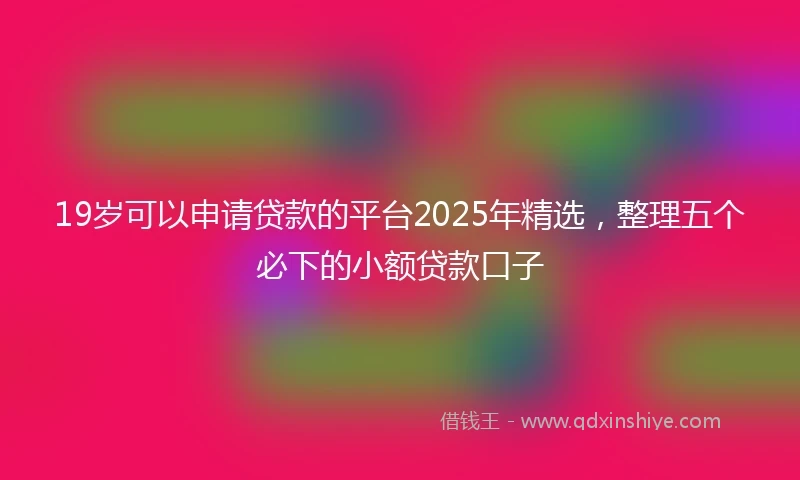 19岁可以申请贷款的平台2025年精选，整理五个必下的小额贷款口子