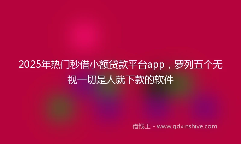 2025年热门秒借小额贷款平台app，罗列五个无视一切是人就下款的软件