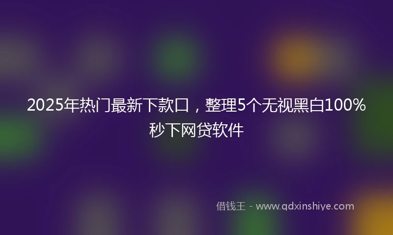 2025年热门最新下款口，整理5个无视黑白100%秒下网贷软件