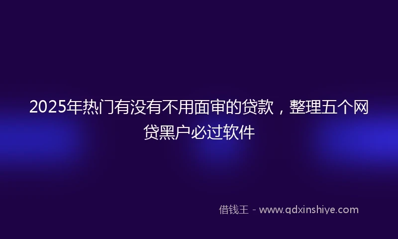 2025年热门有没有不用面审的贷款，整理五个网贷黑户必过软件