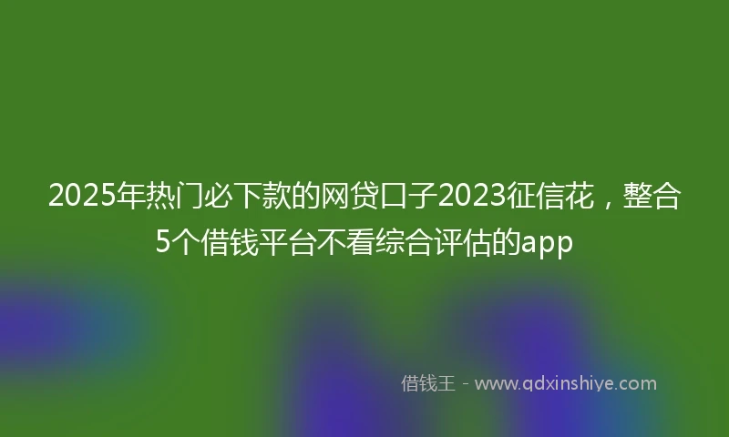 2025年热门必下款的网贷口子2023征信花，整合5个借钱平台不看综合评估的app