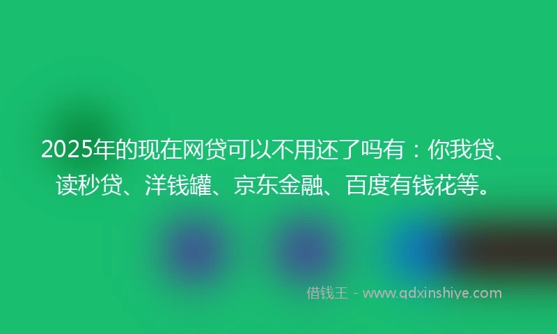 2025年的现在网贷可以不用还了吗有：你我贷、读秒贷、洋钱罐、京东金融、百度有钱花等。