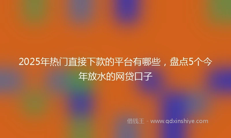 2025年热门直接下款的平台有哪些，盘点5个今年放水的网贷口子
