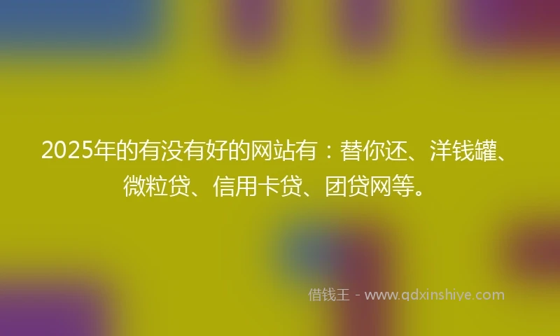 2025年的有没有好的网站有：替你还、洋钱罐、微粒贷、信用卡贷、团贷网等。