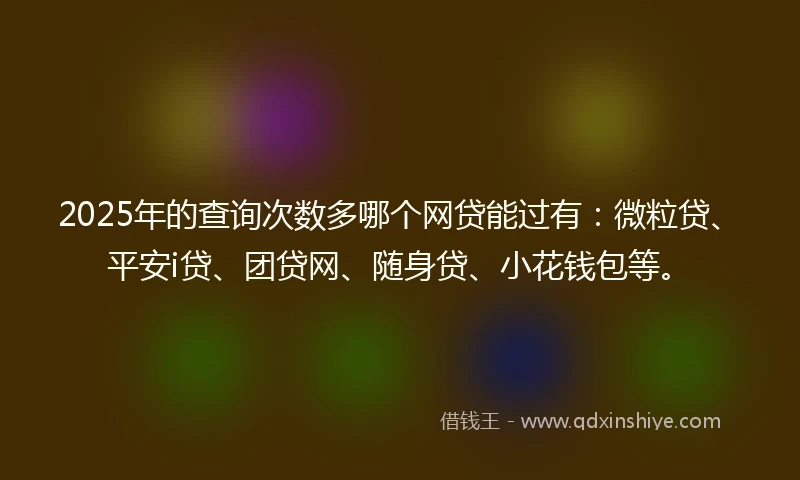2025年的查询次数多哪个网贷能过有：微粒贷、平安i贷、团贷网、随身贷、小花钱包等。